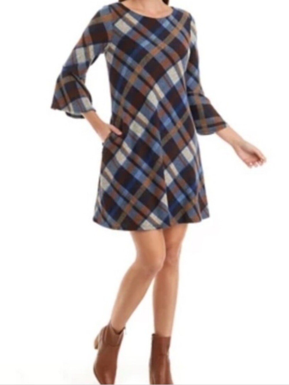 Jessica Howard Plaid A-Line Dress with Pockets Size 1X